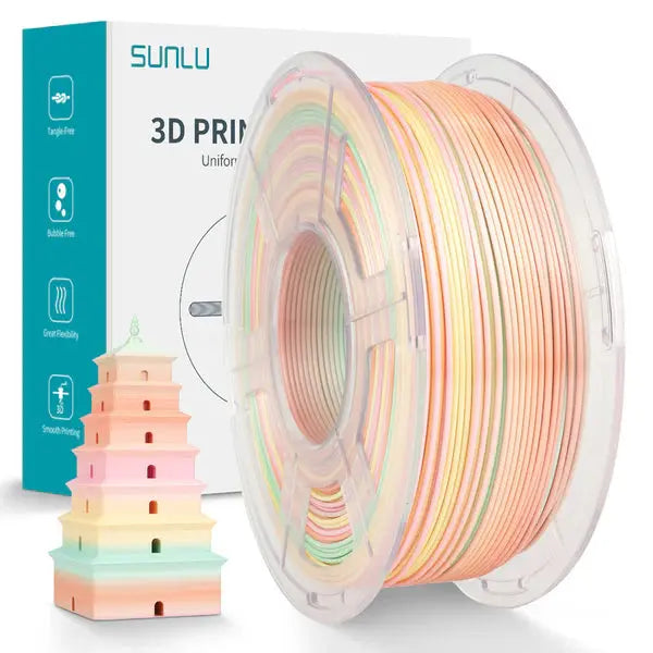 Sunlu - Silk PLA+ - Sorbet Pêche (Rainbow 05) - 1,75 mm - 1 kg Sunlu
