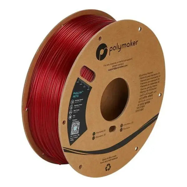 Polymaker - PolyLite Translucent PETG - Rouge (Red) - 1,75 mm - 1 kg Polymaker